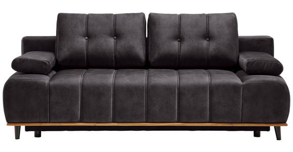 SCHLAFSOFA mit Stoffauswahl, Rücken echt Webstoff Dunkelbraun - Dunkelbraun/Schwarz, Design, Holz/Textil (206/77-87/102cm) - Novel