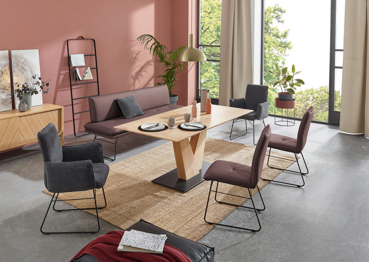 SITZBANK in Metall, Textil Schwarz, Dunkelbraun  - Dunkelbraun/Schwarz, Design, Textil/Metall (195/87/65cm) - Dieter Knoll