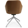 ARMLEHNSTUHL  in Aluminium Echtleder pigmentiert  - Cognac/Alufarben, Design, Leder/Metall (58/81,5-84,5/60cm) - Johann Jakob