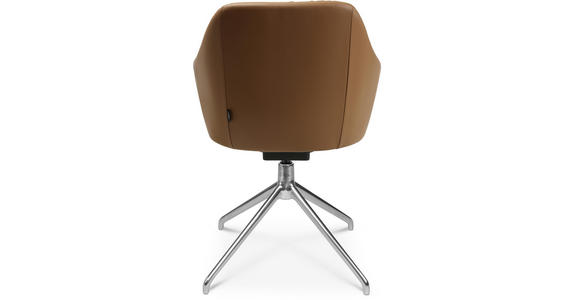 ARMLEHNSTUHL in Aluminium Echtleder pigmentiert - Cognac/Alufarben, Design, Leder/Metall (58/81,5-84,5/60cm) - Johann Jakob