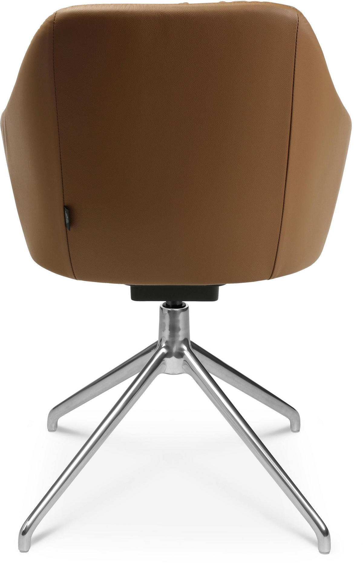 ARMLEHNSTUHL  in Aluminium Echtleder pigmentiert  - Cognac/Alufarben, Design, Leder/Metall (58/81,5-84,5/60cm) - Johann Jakob