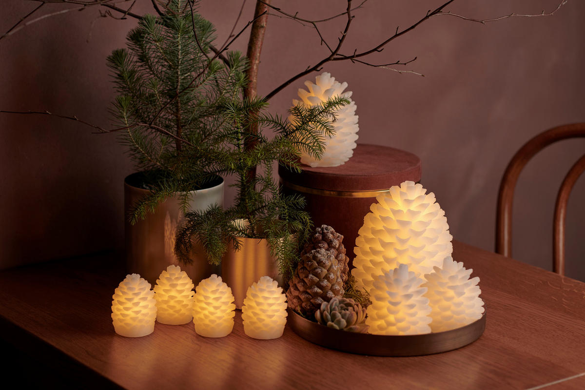 LED-KERZE  - Weiß, KONVENTIONELL, Naturmaterialien (8/10cm)