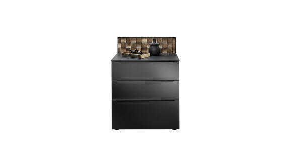 NACHTKÄSTCHEN 58/52,5/40 cm in massiv Eiche Anthrazit, Schwarz, Eiche dunkel - Eiche dunkel/Anthrazit, Design, Glas/Holz (58/52,5/40cm) - Dieter Knoll