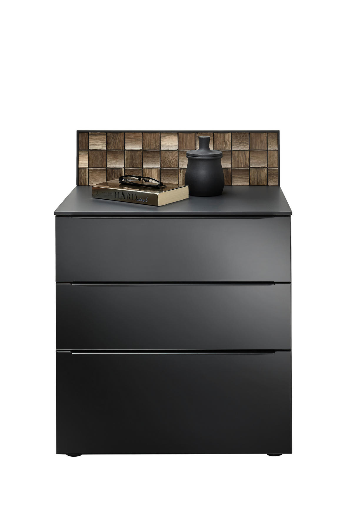 NACHTSCHRANK 58/52,5/40 cm Eiche massiv  - Eiche dunkel/Anthrazit, Design, Glas/Holz (58/52,5/40cm) - Dieter Knoll