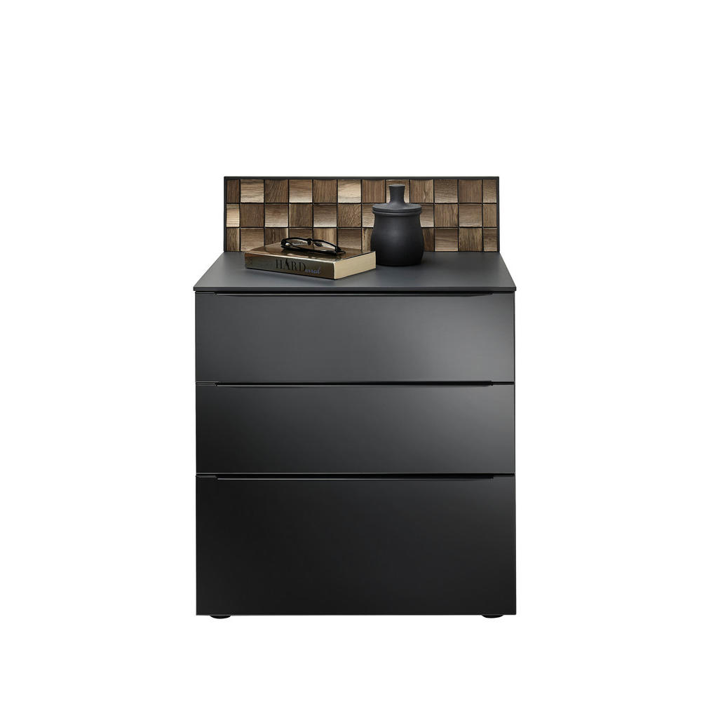 Thumbnail - Dieter Knoll Nachtschrank, Anthrazit, Schwarz, Eiche dunkel, Metall, Eiche, massiv, 3 Schubladen, 58x52.5x40 cm, Blauer ...