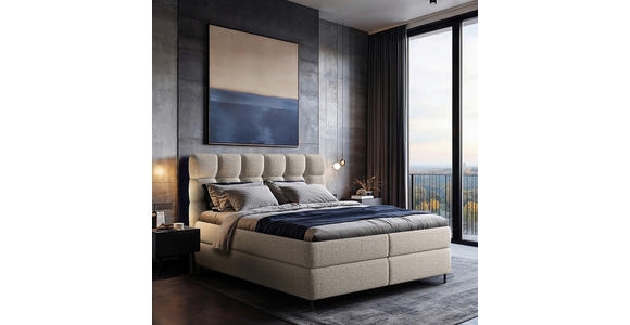 BOXSPRINGBETT 180/200 cm in Taupe - Taupe/Schwarz, Trend, Textil/Metall (180/200cm) - Esposa