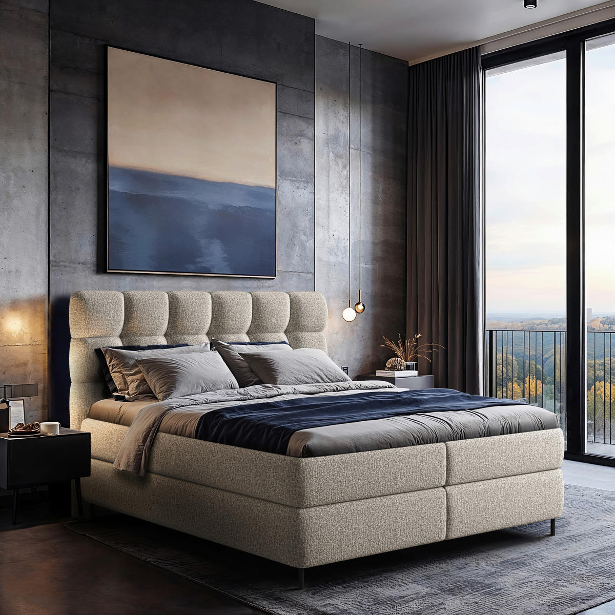 BOXSPRINGBETT 180/200 cm  in Taupe  - Taupe/Schwarz, Trend, Textil/Metall (180/200cm) - Esposa