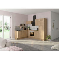 ECKKÜCHE 200/270 cm  in Eichefarben  - Edelstahlfarben/Eichefarben, Basics, Holzwerkstoff/Metall (200/270cm) - Optifit