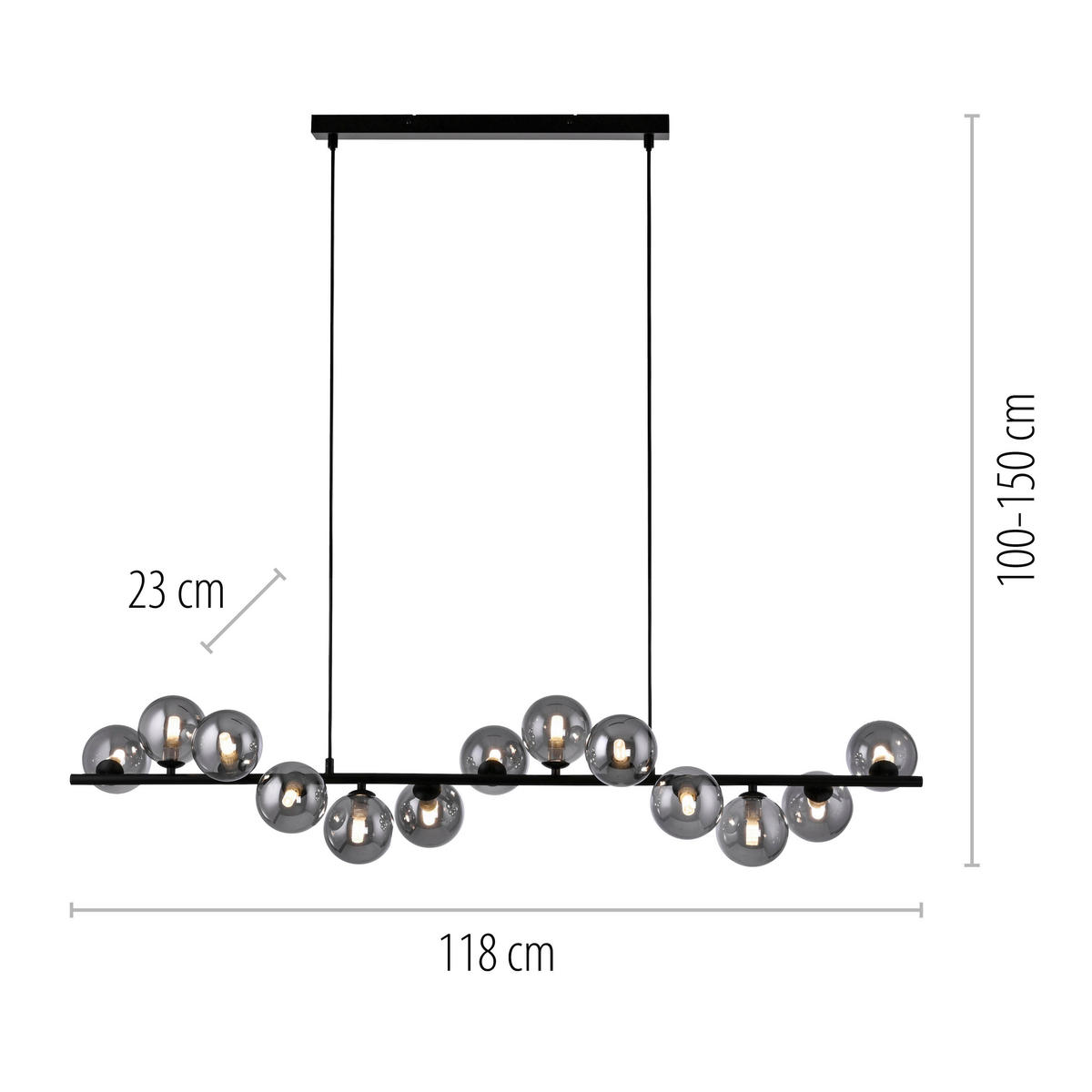 LED-PENDELLEUCHTE 118/23/150 cm  - Schwarz, Design, Glas/Kunststoff (118/23/150cm) - Schöner Wohnen