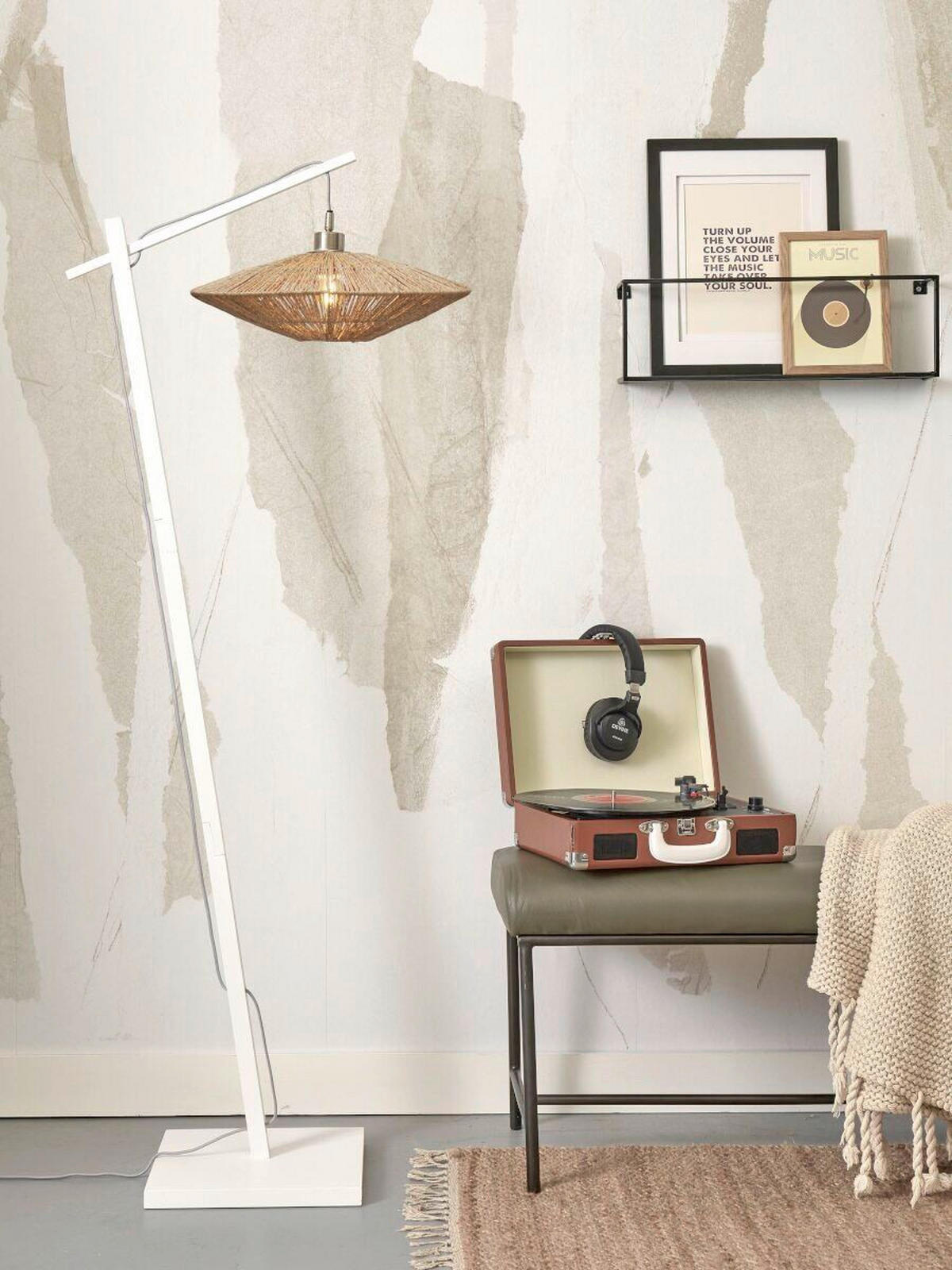 GOLVLAMPA GOOD&MOJO  62/40/150 cm    - vit/naturfärgad, Trend (62/40/150cm) - Good & Mojo