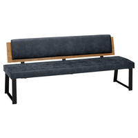 SITZBANK in Holz, Textil Dunkelblau  - Schwarz/Dunkelblau, Design, Holz/Textil (160/85/60cm) - Venda