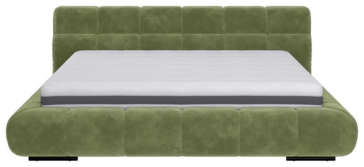 POLSTERBETT 200/200 cm,  in Grasgrün,  - Schwarz/Grasgrün, Design, Textil/Metall (200/200cm) - Belluti