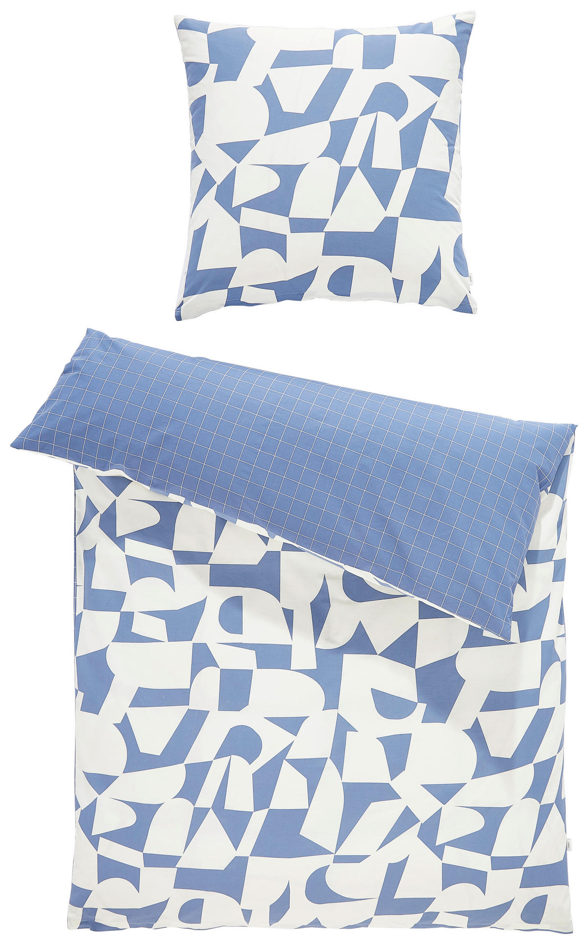 WENDEBETTWÄSCHE E-Cosmo Renforcé 155/220 cm  - Blau/Creme, Basics, Textil (155/220cm) - Esprit