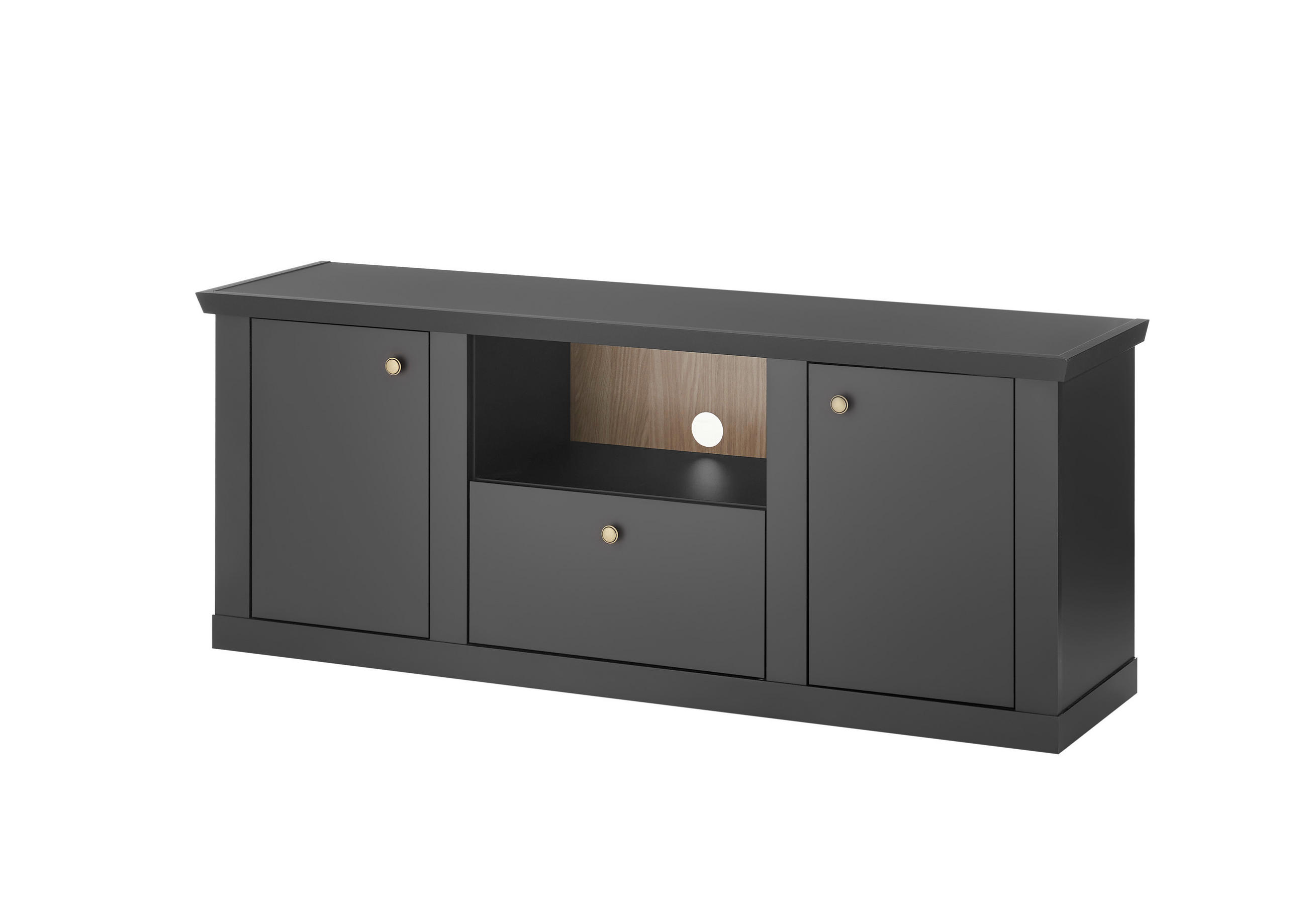 LOWBOARD  158/62/42 cm 1 Schublade(n) Typenauswahl, stehend  - Eichefarben/Messingfarben, Design, Holzwerkstoff/Metall (158/62/42cm) - MID.YOU