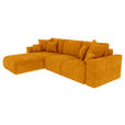ECKSOFA  in Samt Gelb  195/293 cm  - Chromfarben/Gelb, KONVENTIONELL, Kunststoff/Textil (195/293cm) - Carryhome