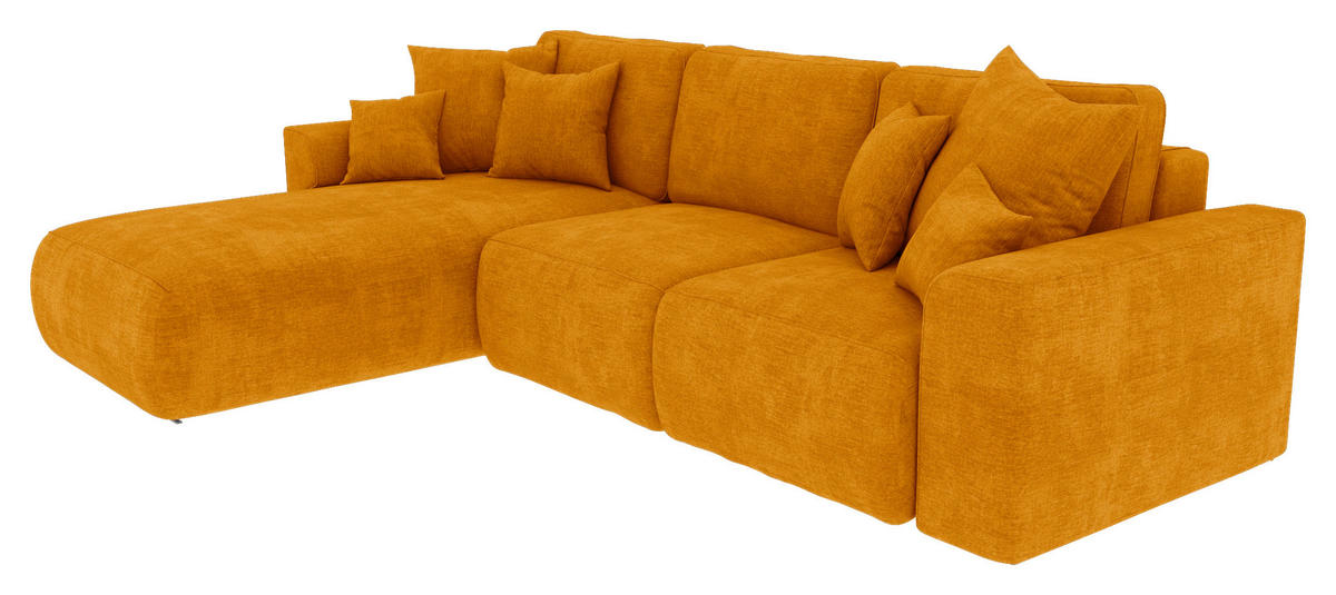 ECKSOFA in Samt Gelb  195/293 cm  - Chromfarben/Gelb, KONVENTIONELL, Kunststoff/Textil (195/293cm) - Carryhome