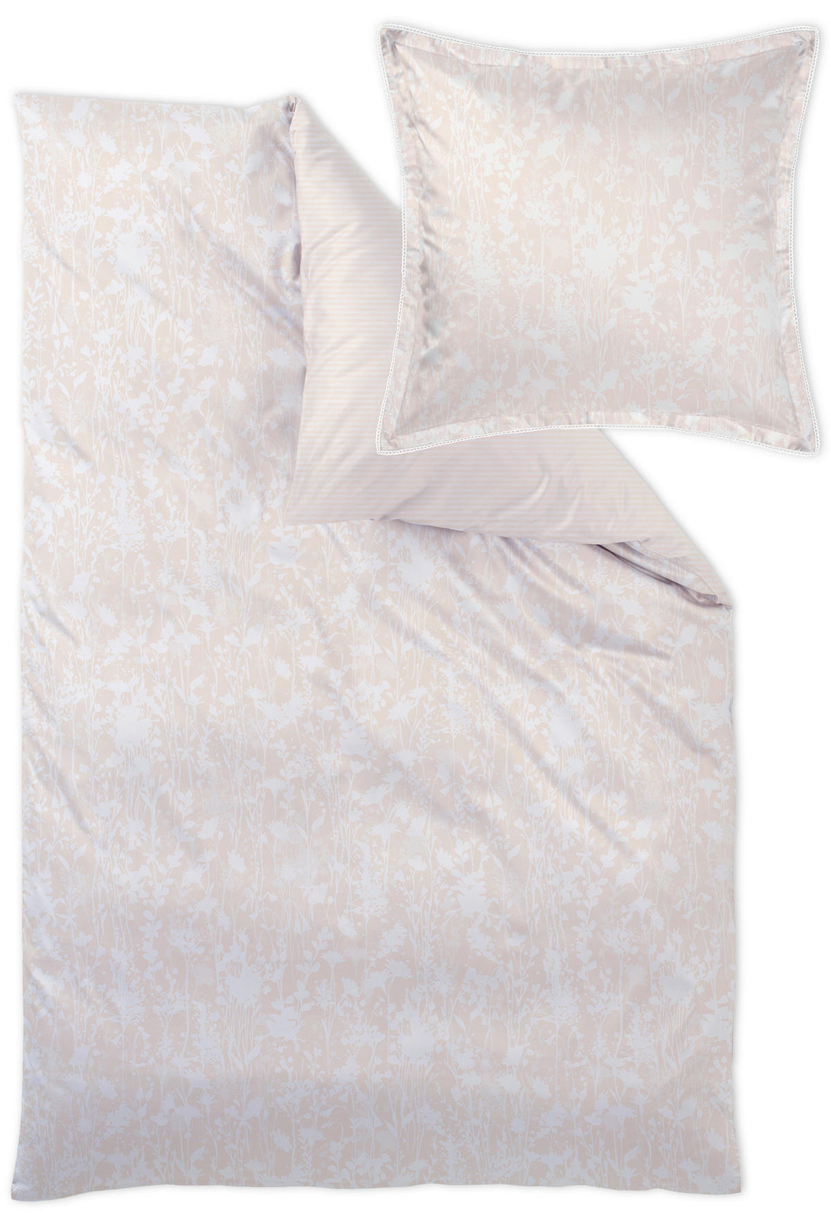 BETTWÄSCHESET Sanna Damast 160/210 cm  100 cm/65 cm  - Hellrosa, Design, Textil (160/210cm) - Curt Bauer