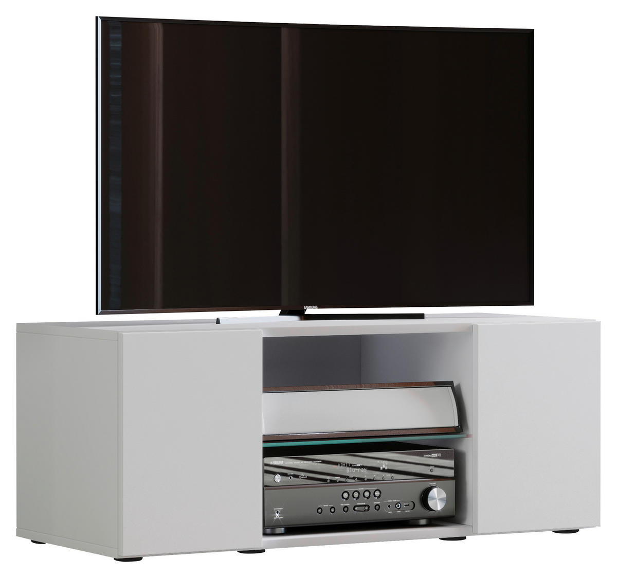 TV-ELEMENT - Schwarz/Weiß, KONVENTIONELL, Glas/Holzwerkstoff (95/40/36cm) - MID.YOU