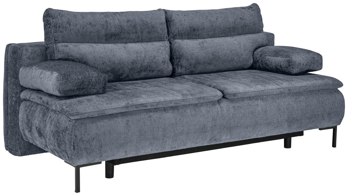 BOXSPRINGSOFA in Webstoff Dunkelgrau  - Dunkelgrau/Schwarz, Design, Textil/Metall (202/93/100cm) - Novel
