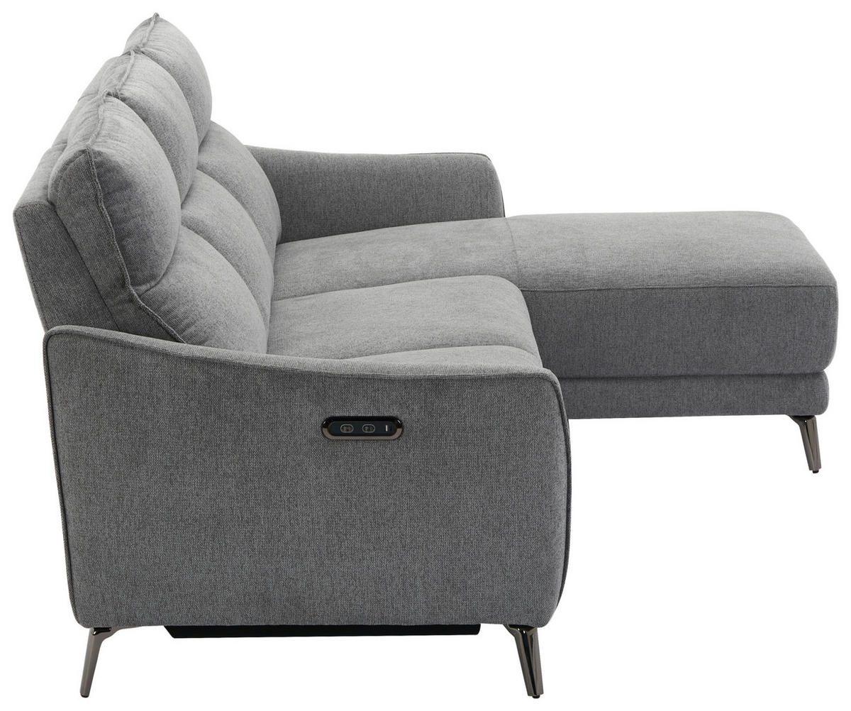 ECKSOFA in Struktur Grau  - Chromfarben/Grau, Modern, Textil/Metall (239/168cm) - MID.YOU