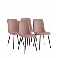 STUHL-SET 4 Stück  in Stahl Mikrofaser, Feincord  - Altrosa/Schwarz, MODERN, Textil/Metall (44/92/54cm) - MID.YOU