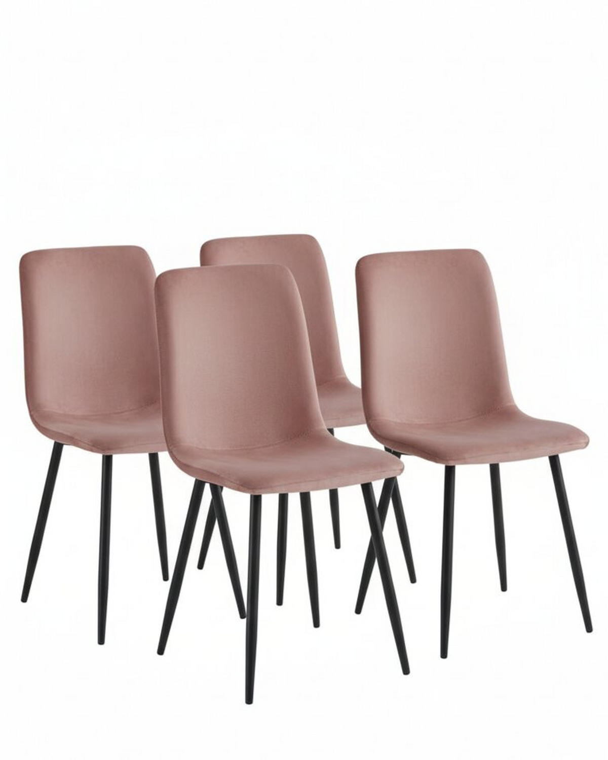 STUHL-SET 4 Stück  in Stahl Mikrofaser, Feincord  - Altrosa/Schwarz, MODERN, Textil/Metall (44/92/54cm) - MID.YOU