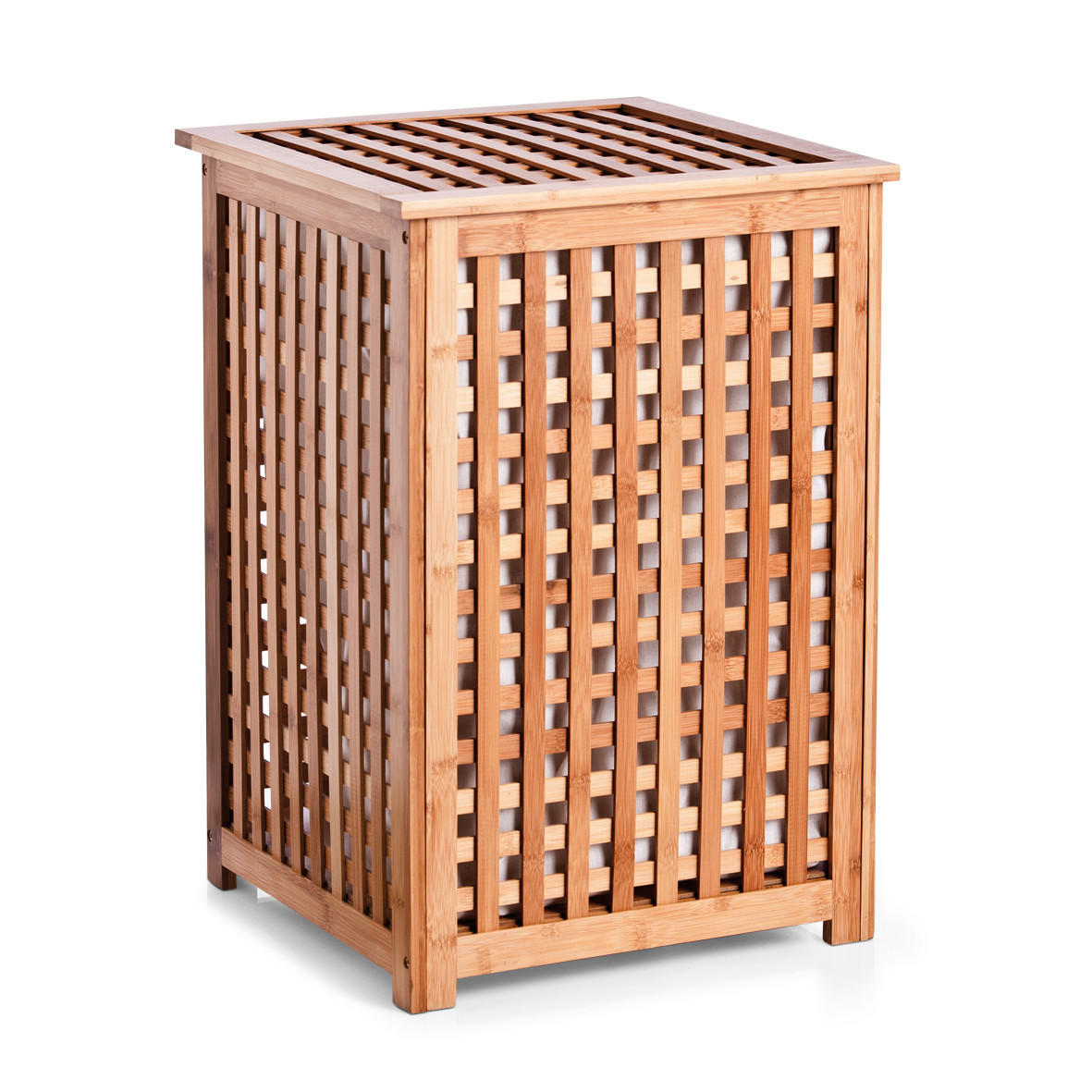 WÄSCHESAMMLER - Naturfarben, Basics, Holz/Textil (40/40/58cm) - Zeller Present