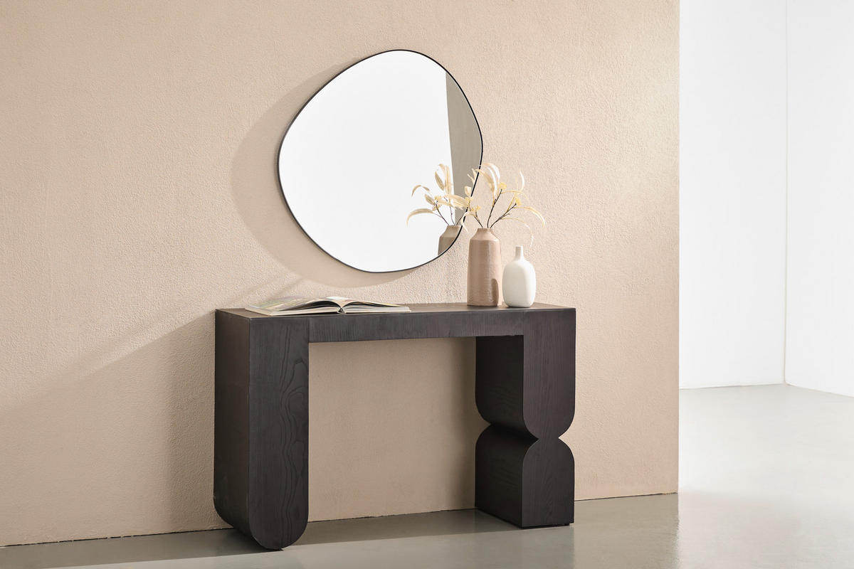 WANDSPIEGEL 80/80/1,5 cm    in wellenförmig  - Schwarz, Design, Glas/Metall (80/80/1,5cm) - Xora