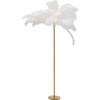 STOJACÍ LAMPA, 65/165/65 cm  - bílá/barvy mosazi, Moderní, kov/přírodní materiály (65/165/65cm) - Kare-Design