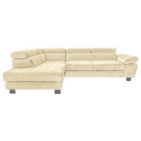 ECKSOFA Beige Webstoff Bettkasten, Schlaffunktion, Rücken echt, Armteilverstellung, Kopfteilverstellung  - Chromfarben/Beige, MODERN, Textil/Metall (205/278cm) - Stylife