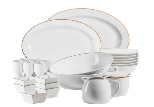 Zusatzpaket 24 Tlg Professional Dining 24-teilig - Weiss/Goldfarben, Basics, Keramik (39/34/28cm) - Mäser