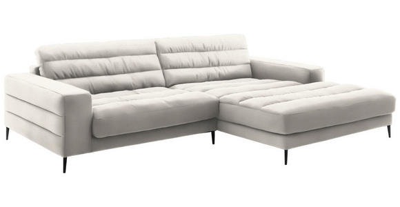 ECKSOFA in Cord Weiß  - Schwarz/Weiß, Design, Textil/Metall (296/207cm) - Dieter Knoll