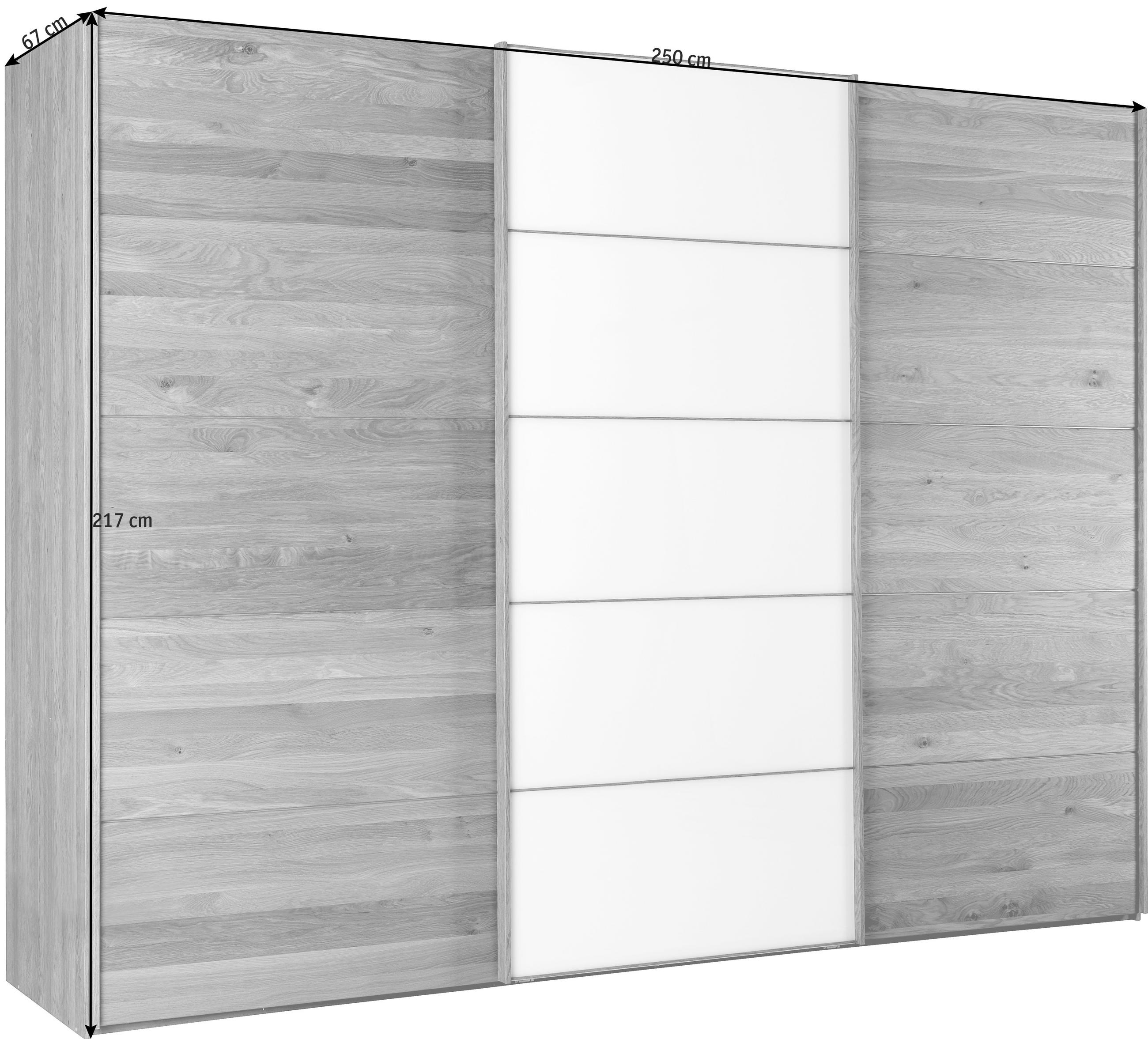 SKRIŇA S POS. DVER. – HOR.VED., dub, biela, farby duba, 250/217/67 cm - farby duba/biela, Natur, drevo/kompozitné drevo (250/217/67cm) - Linea Natura