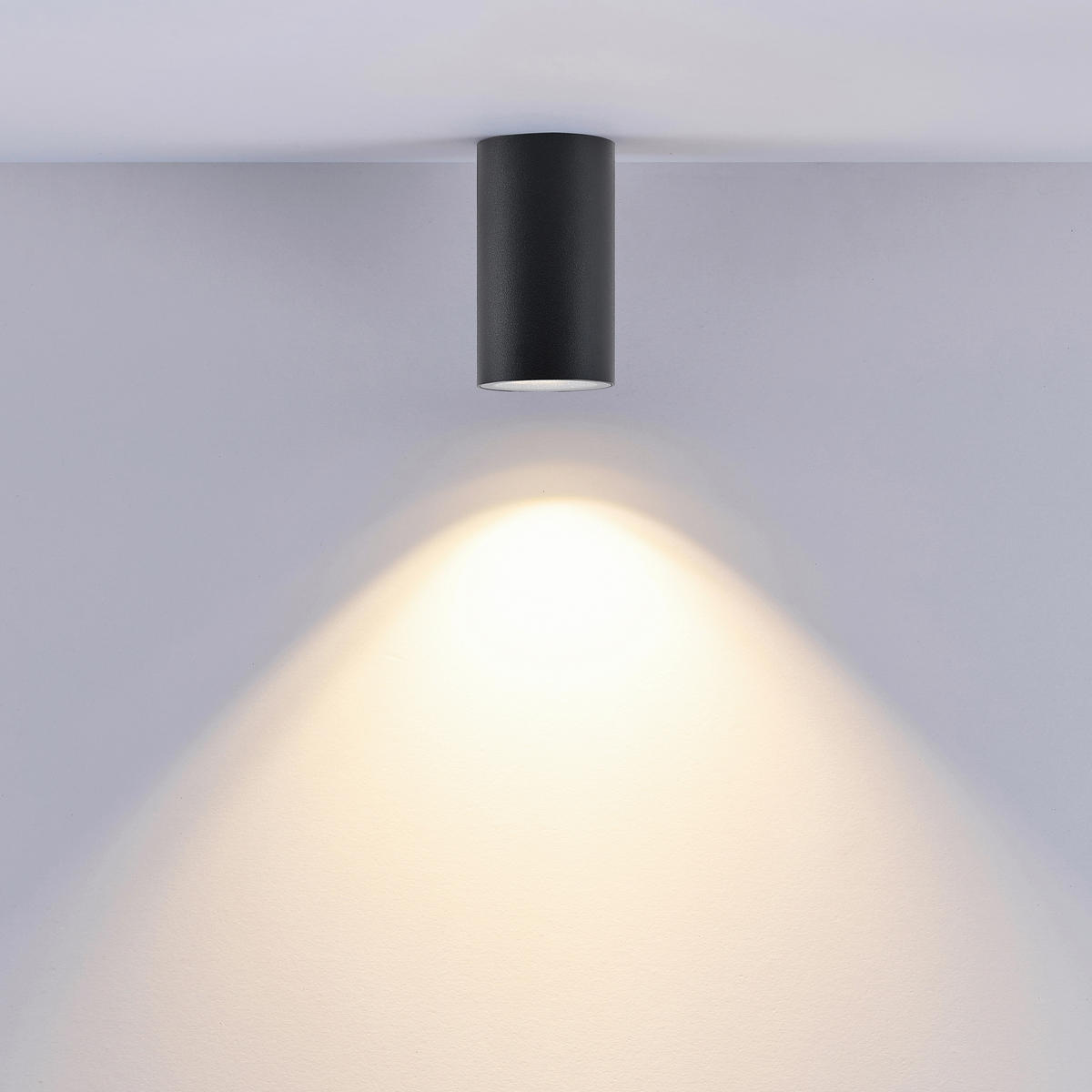 BADEZIMMER-DECKENLEUCHTE Can 6/6/10,5 cm   - Schwarz, Design, Metall (6/6/10,5cm)