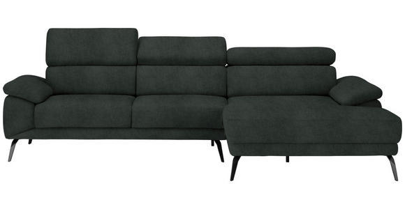 ECKSOFA in Samt Dunkelgrün  - Dunkelgrün/Schwarz, Design, Textil/Metall (295/187cm) - Novel