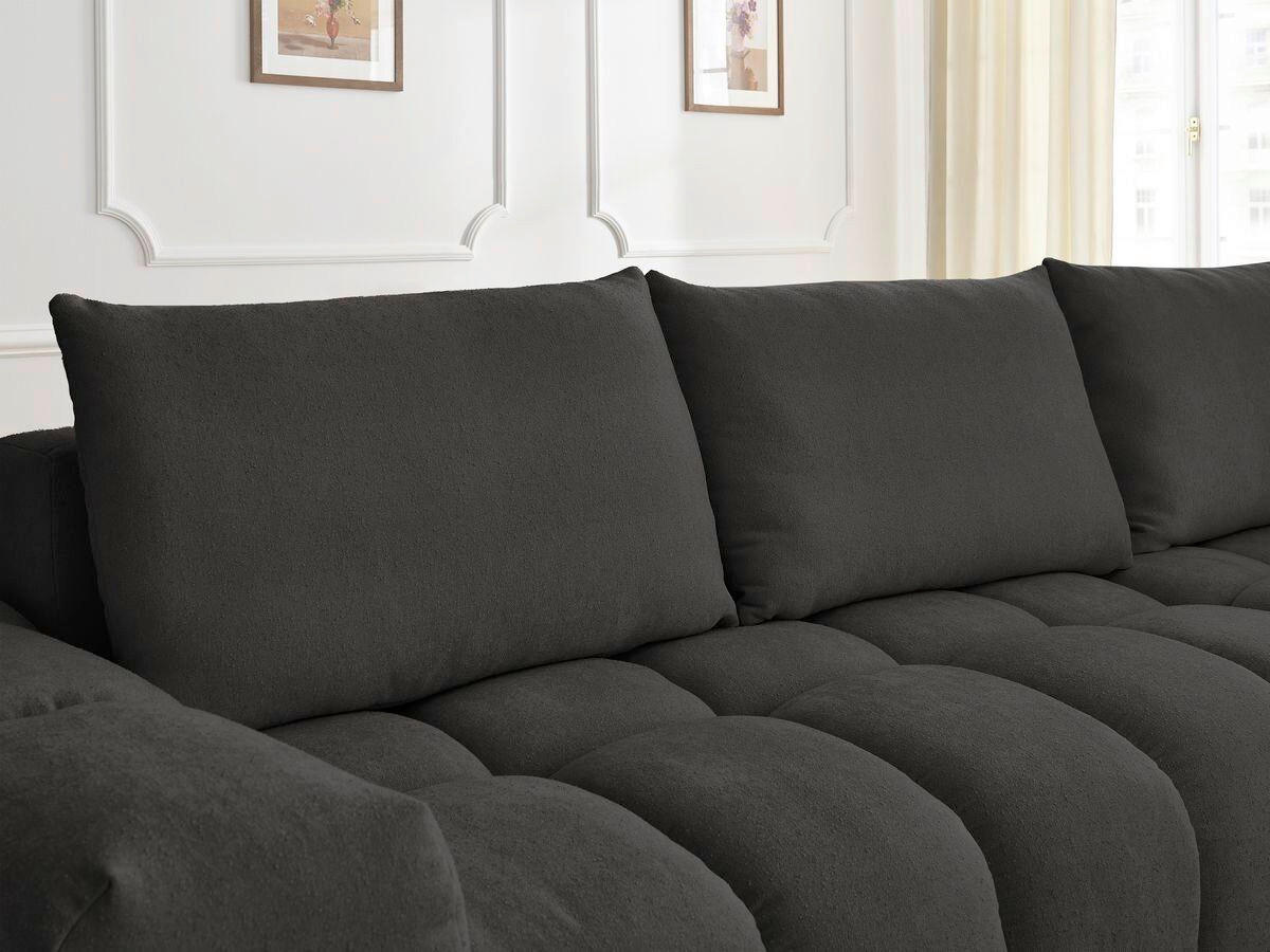 ECKSOFA Ottomane rechts  EVEREST Schwarz Struktur  - Schwarz, MODERN, Kunststoff/Textil (352/210cm)