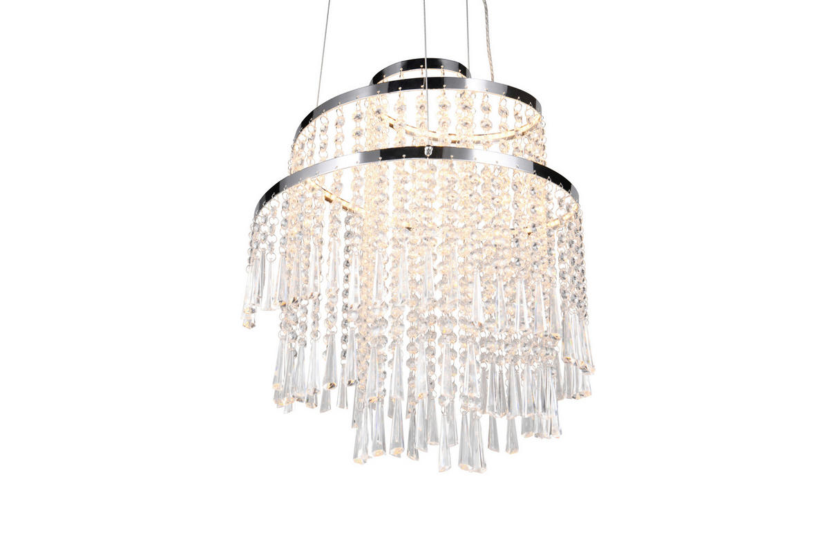 LED-HÄNGLAMPA 38/150 cm  - kromfärg/transparent, Klassisk, metall/plast (38/150cm)