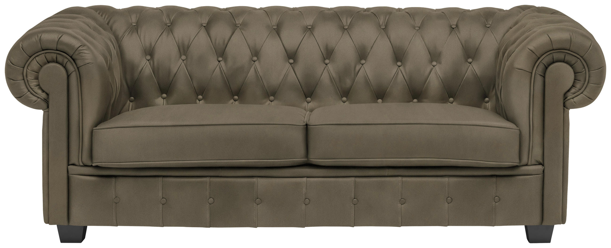 CHESTERFIELD-SOFA in Lederlook Schlammfarben  - Wengefarben/Schlammfarben, Lifestyle, Holz/Textil (206/76,5/96cm) - Landscape
