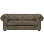 CHESTERFIELD-SOFA in Lederlook Schlammfarben  - Wengefarben/Schlammfarben, LIFESTYLE, Holz/Textil (206/76,5/96cm) - Landscape