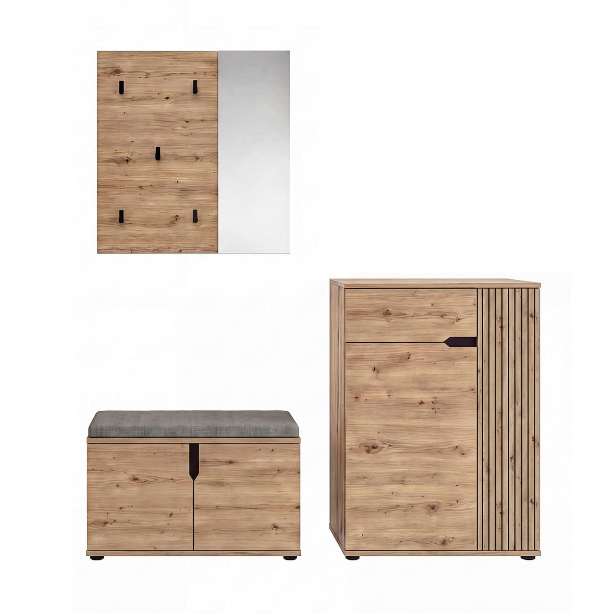 GARDEROBE 3-teilig  in 175/191/37 cm  - Eiche Artisan, Design, Holzwerkstoff (175/191/37cm) - MID.YOU