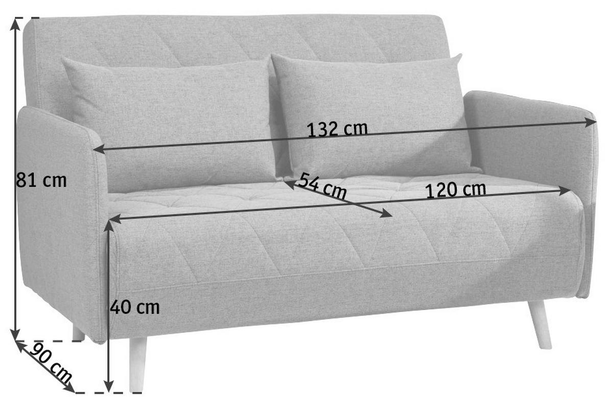 SCHLAFSOFA Webstoff Grau  - Eichefarben/Grau, LIFESTYLE, Holz/Textil (132/81/90cm) - Livetastic
