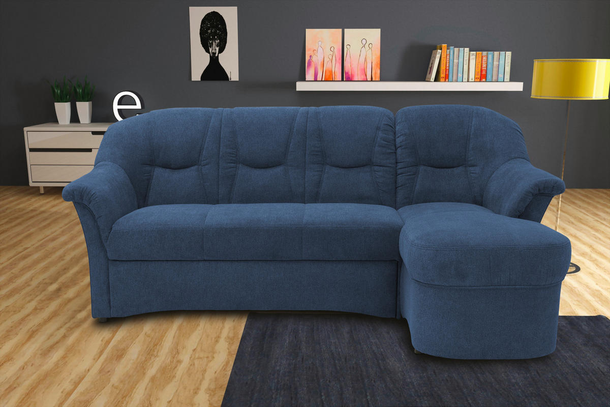 ECKSOFA in Mikrofaser Dunkelblau  232/146 cm  - Schwarz/Dunkelblau, KONVENTIONELL, Kunststoff/Textil (232/146cm) - MID.YOU