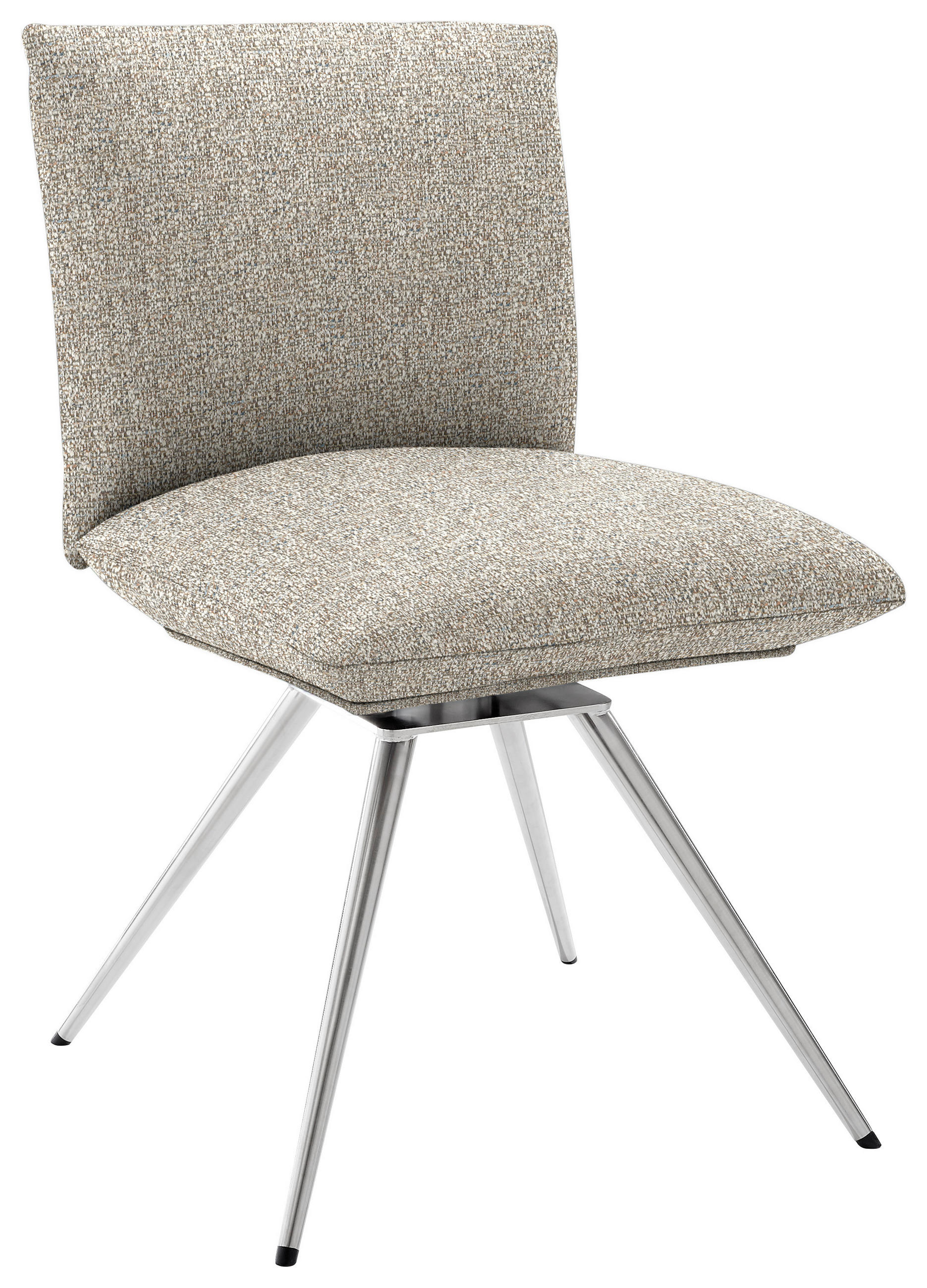 STUHL  Lederauswahl, Stoffauswahl, Sitzfläche 360° drehbar, automatische Rückholfunktion Webstoff  - Sandfarben/Edelstahlfarben, Natur, Textil/Metall (52/90/65cm) - Venjakob