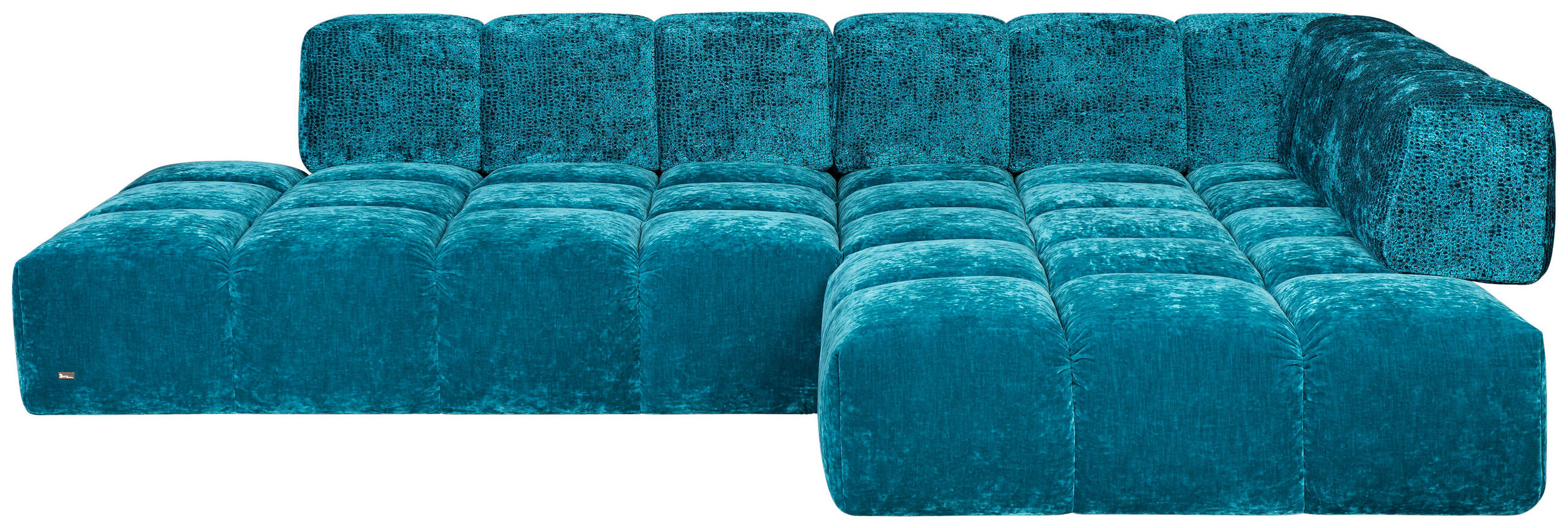 ECKSOFA in Velours Petrol  297/215 cm  - Petrol/Schwarz, Trend, Kunststoff/Textil (297/215cm) - Bretz