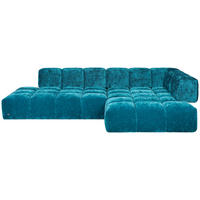 ECKSOFA in Velours Petrol  297/215 cm  - Petrol/Schwarz, Trend, Kunststoff/Textil (297/215cm) - Bretz