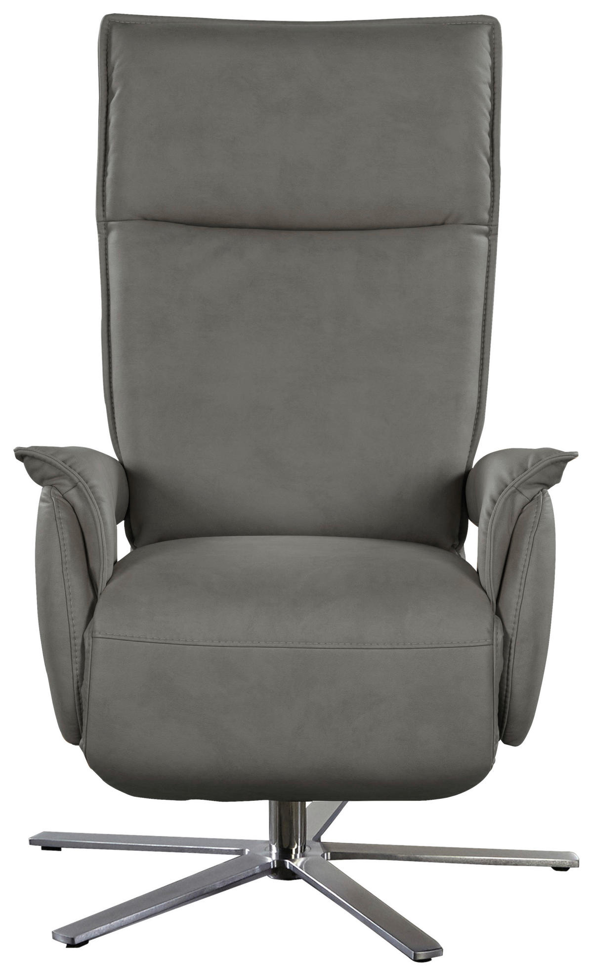 FERNSEHSESSEL in Grau  - Edelstahlfarben/Grau, Modern, Leder/Metall (77/116/80cm) - Livetastic