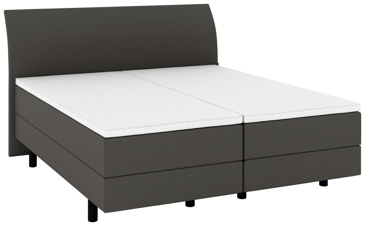 BOXSPRINGBETT 180/200 cm  in Dunkelgrau  - Dunkelgrau/Schwarz, KONVENTIONELL, Kunststoff/Textil (180/200cm) - Musterring