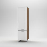 Szekrény beépíthető hűtőhöz - tölgyfa/magasfényű fehér, Basics, fa/fém (60/215/56cm) - Carryhome
