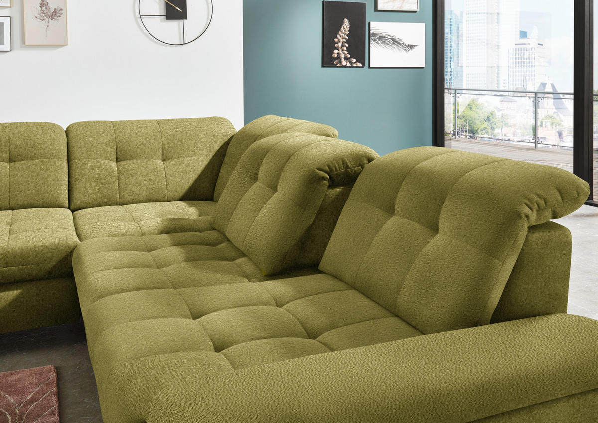 ECKSOFA in Chenille Grün  - Chromfarben/Grün, Design, Textil/Metall (260/310cm) - Beldomo Speed