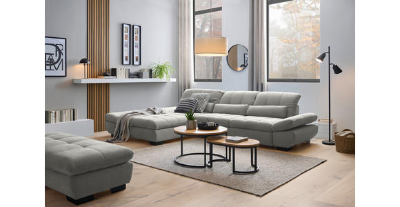 ECKSOFA  in Flachgewebe Hellgrau  204/341 cm  - Hellgrau/Schwarz, Design, Textil/Metall (204/341cm) - Xora